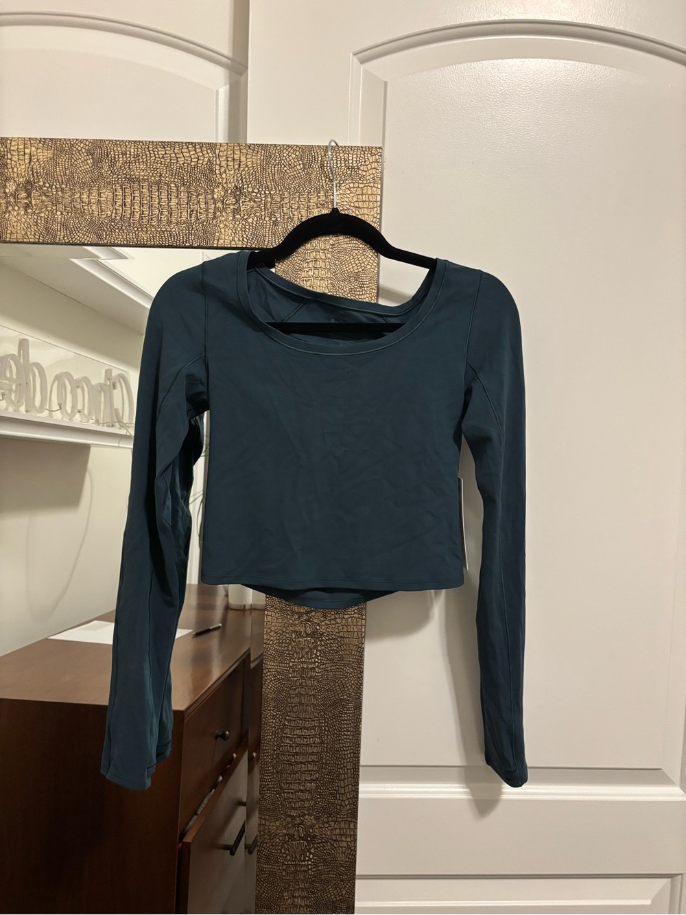 Athleta Long-Sleeve Transcend Cropped Tee in Deep Teal